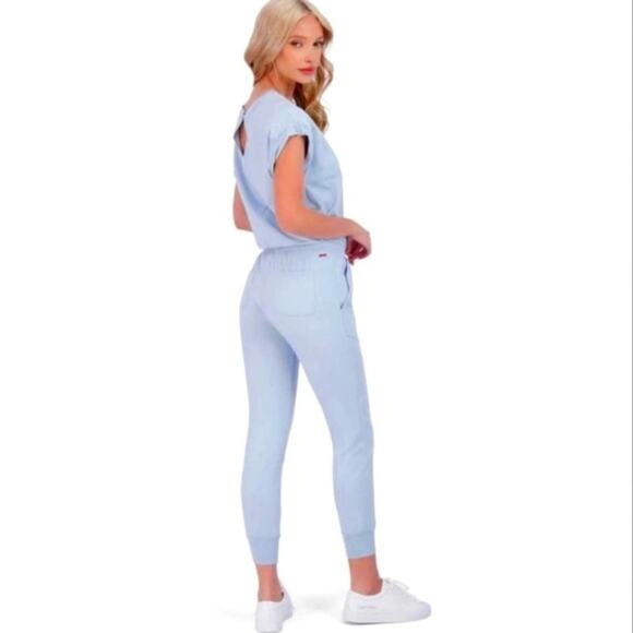 Revolve n:PHILANTHROPY NEW Short Sleeve Pockets Lawes Jumpsuit in Powder Blue L - Picture 2 of 4